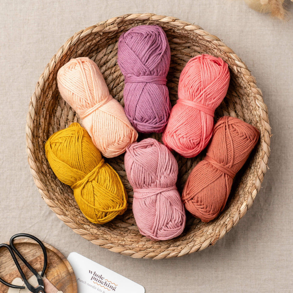 Warm tones 100 cotton aran yarn palette (300g) Whole Punching