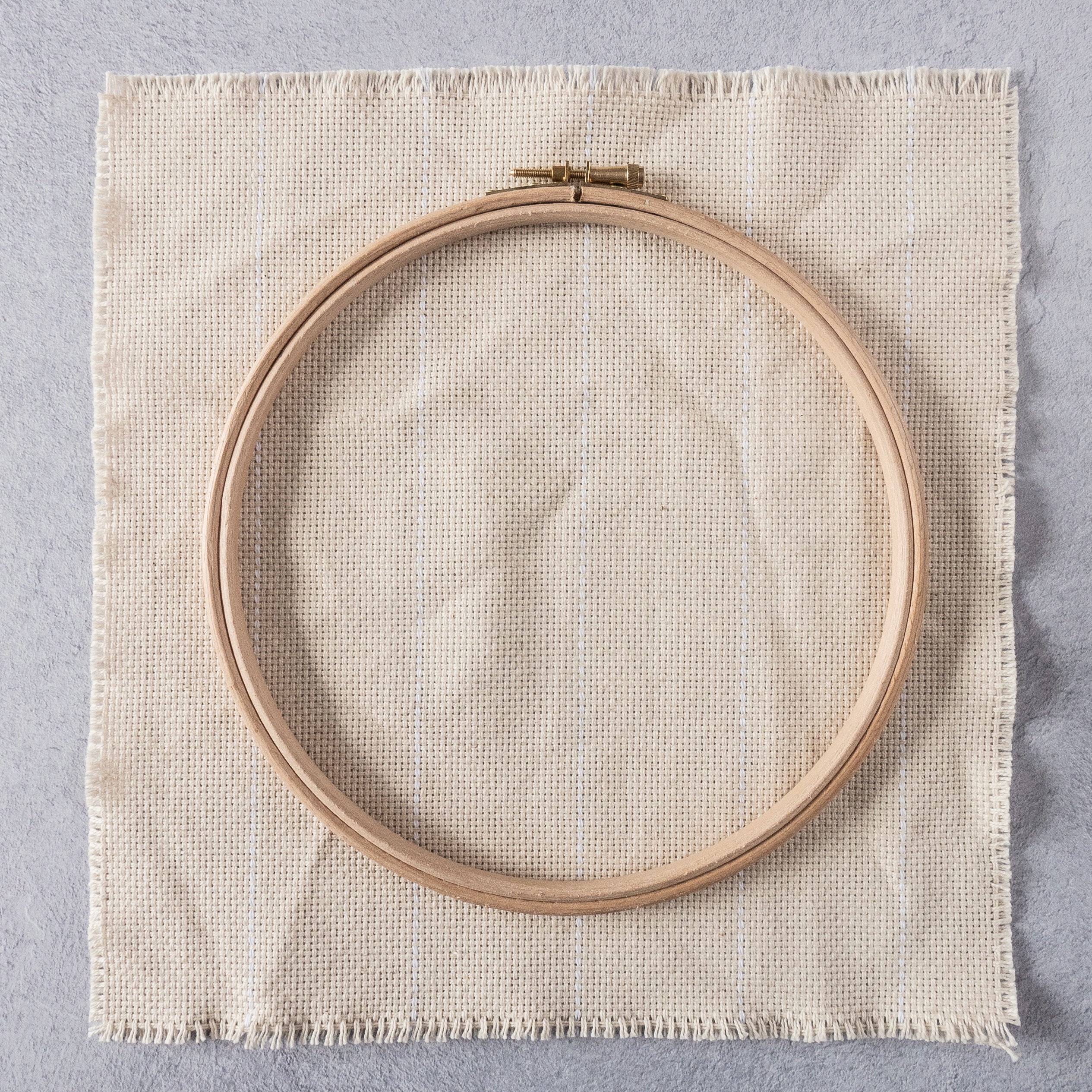 Embroidery hoop and monks cloth for punch needle