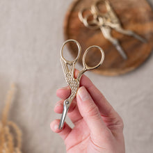 Load image into Gallery viewer, Gold stork embroidery scissors