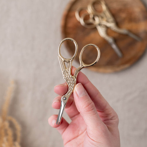 Gold stork embroidery scissors