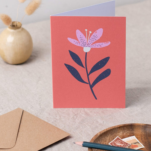 Orange floral greeting card