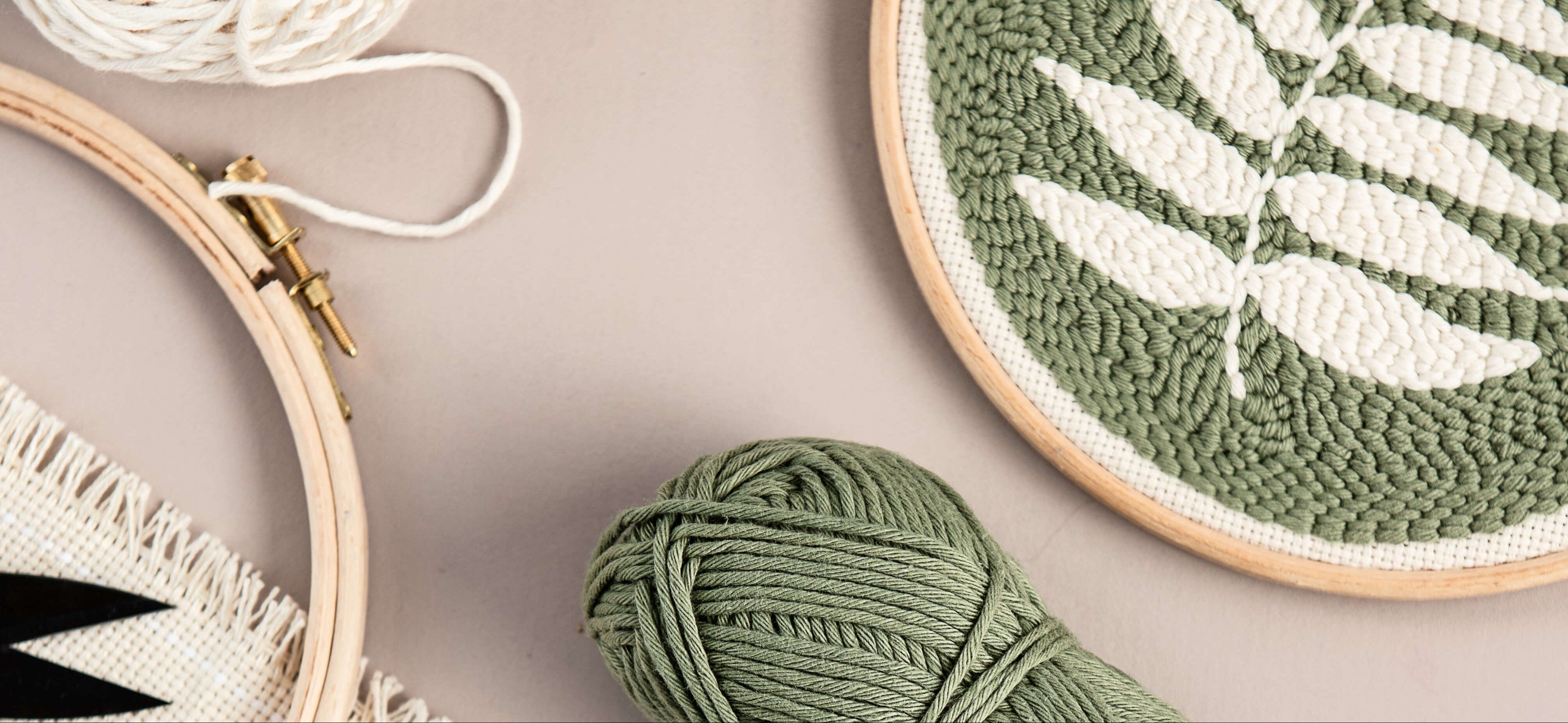 Fern punch needle hoop kit