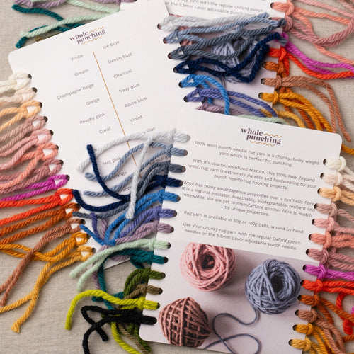 100% wool punch needle rug yarn shade card