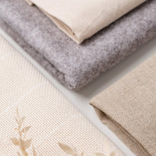 Load image into Gallery viewer, bundle of punch needle fabric including monks cloth, linen, cotton and felt