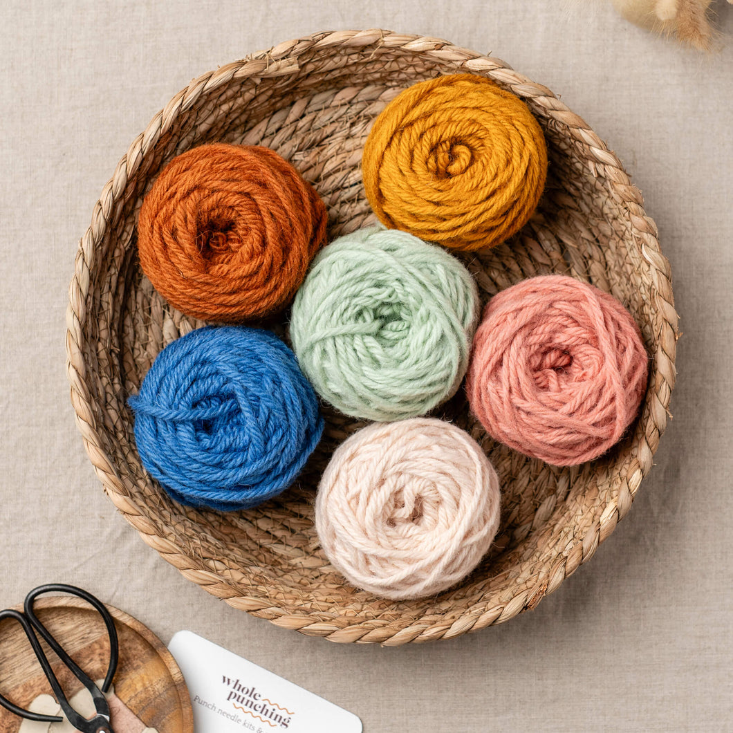 100% wool punch needle rug yarn bundle