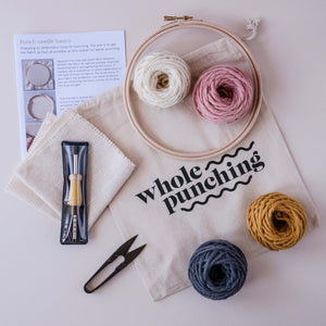 DIY chunky punch needle kit with 100% wool yarn